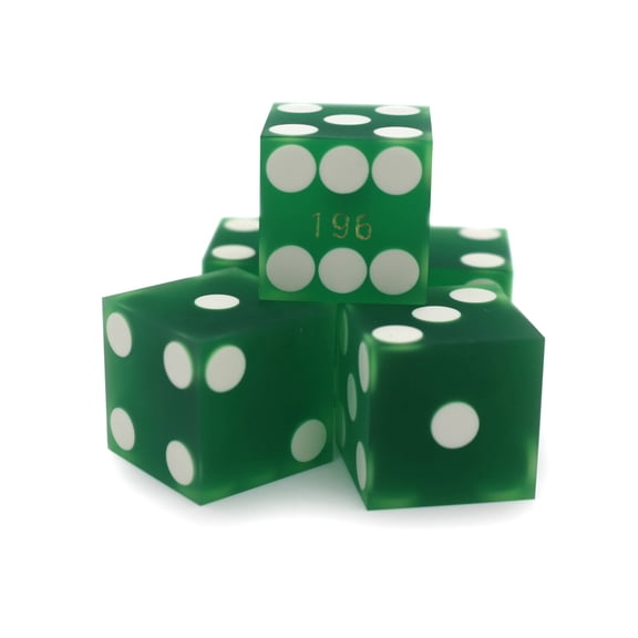 Casino Craps Dice - Set of 5 Sand GREEN dice - 19mm Professional Razor Edge, Serialized Set from Las Vegas by CGS