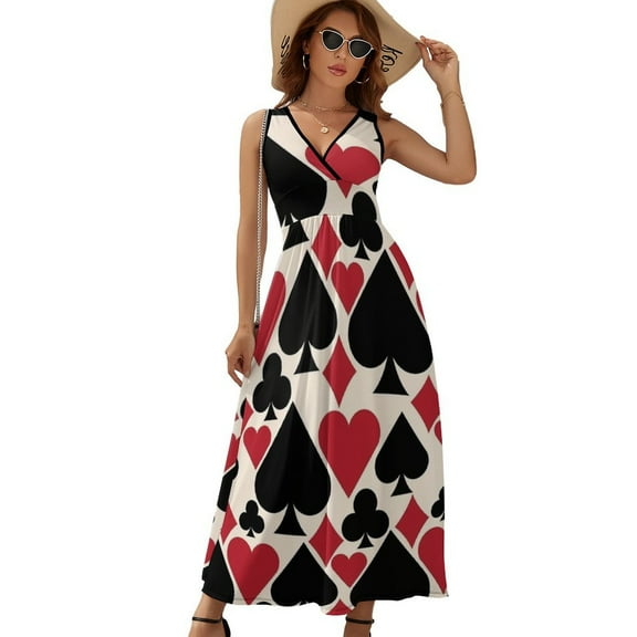 Casino Fun Dress Summer Street Style Bohemia Long Dresses Female Sleeveless Printed Maxi Dress