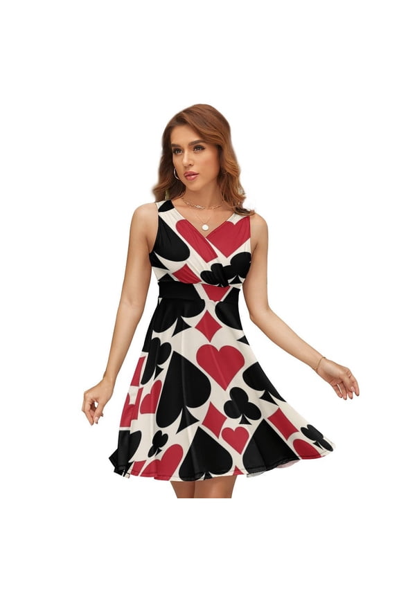 Casino Fun Dress Summer Street Style Dresses Female Sleeveless Printed Sundress