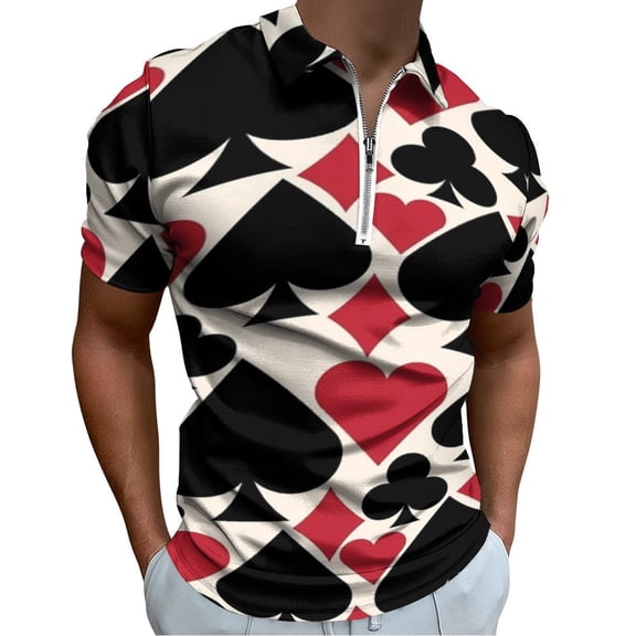 Casino Fun Men Zipper T-shirt Summer Casual Short Sleeve T-shirt Top