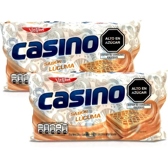Casino Galletas Peruanas con Crema Sabor Lucuma 2 Pack | Peruvian Casino Lucuma Cookies - 2 Pack
