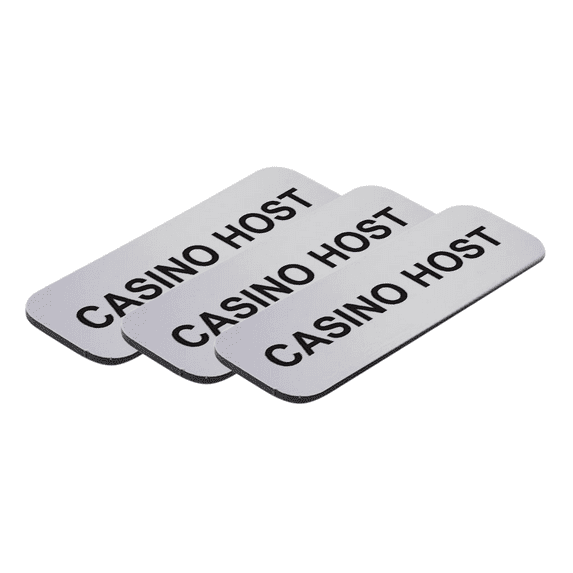 Casino Host 1 x 3" Name Tag/Badge, Silver, (3 Pack)