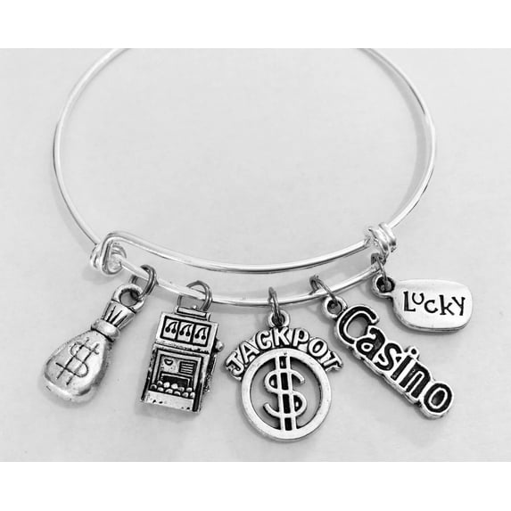 Casino Jackpot Slot Machine Adjustable Charm Bracelet Expandable Bangle Lucky Gambling Jewelry One Size Fits All Gift