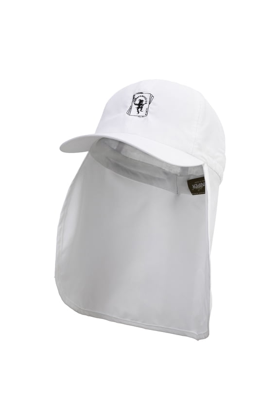 Casino Joker Card Embroidered Flap Hats - White OSFM