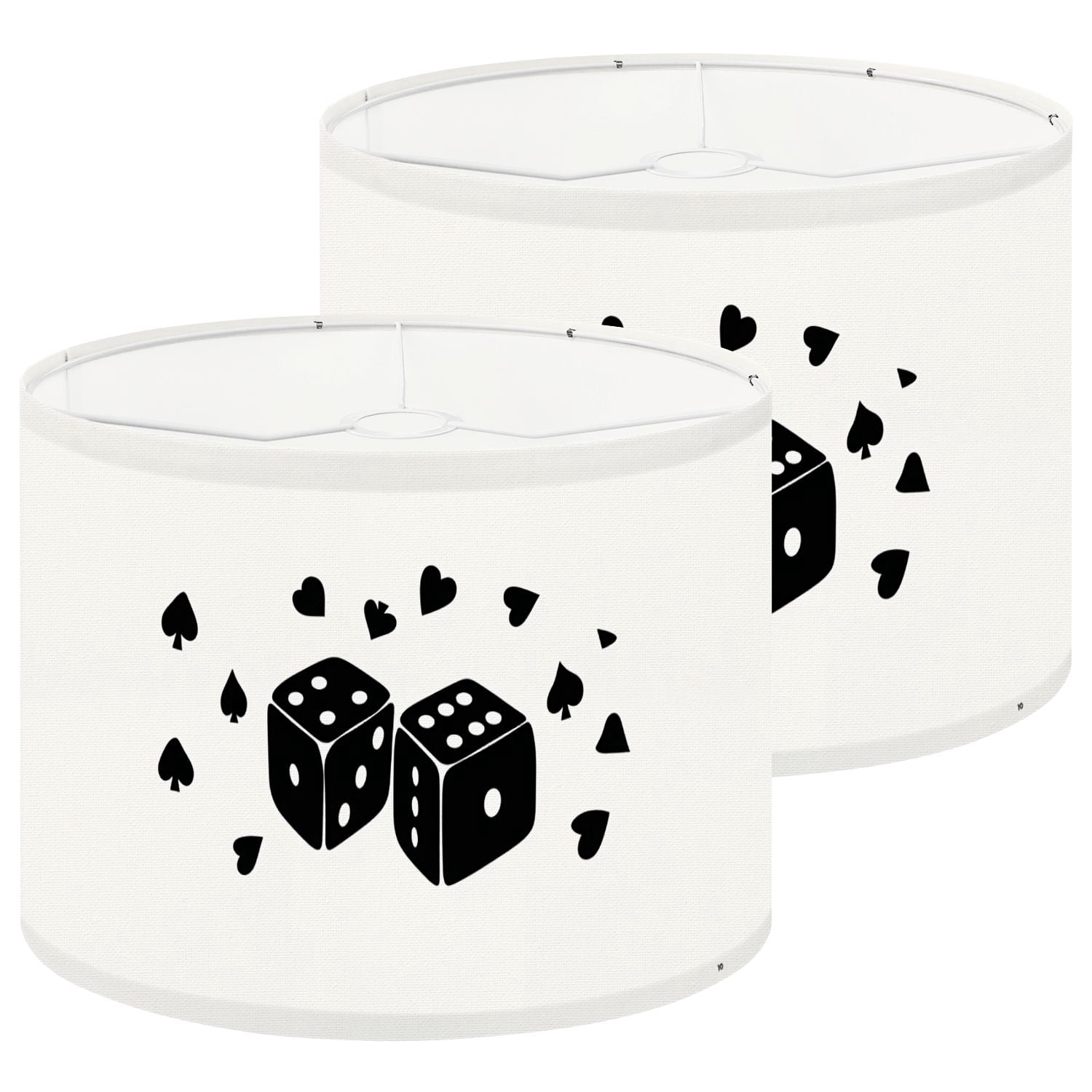Casino Lampshades 2 Pack Black White Retro Lucky Poker Room Funky Ace Spades Playing 13"x13"x10" Light Shade for Table Lamps Floor Lamps Drum Lamp Shades Lampshade Replacement Easy Assembly