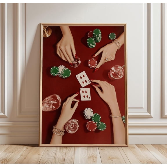 Casino Night Poster Poker Table Wall Art Card Game Print