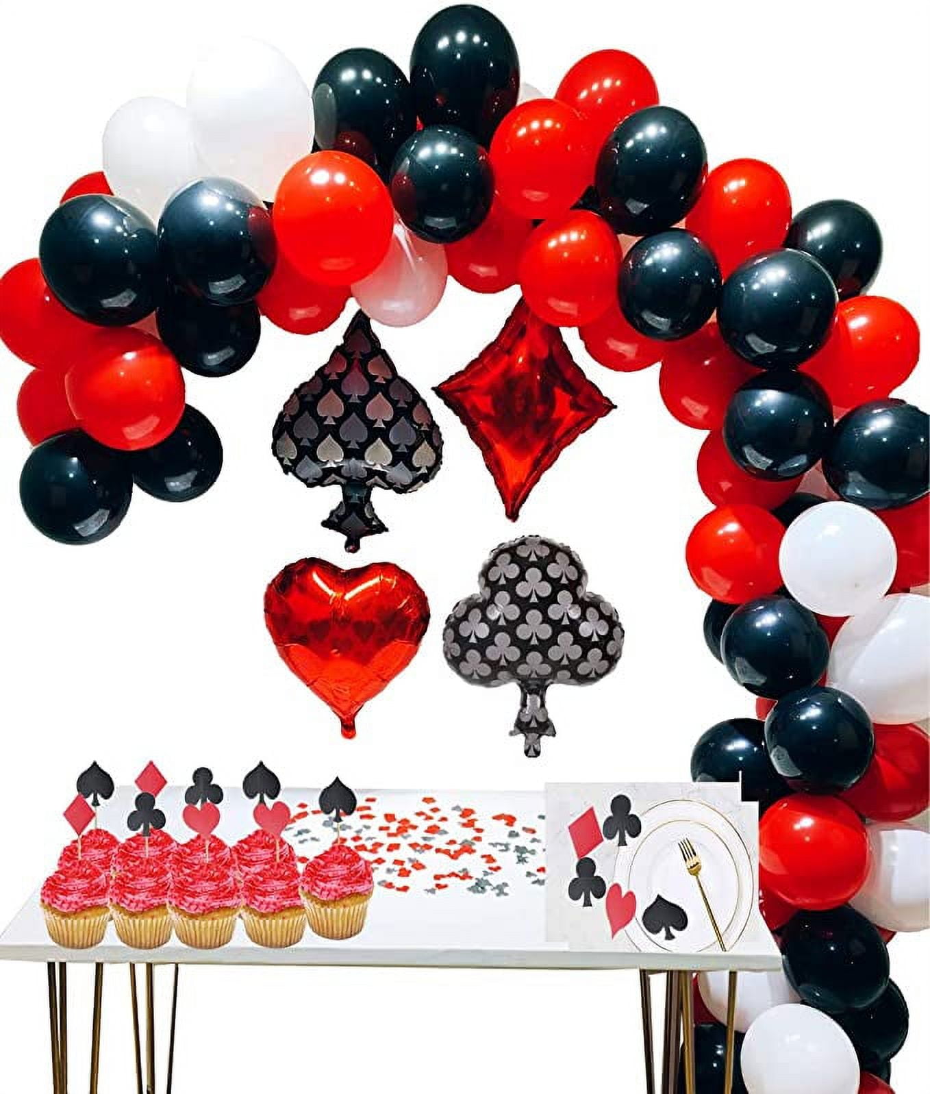Casino Party Decoration Supplies Set: Casino Balloons,Black, Red