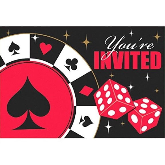 Casino Party Postcard Invitations, 8 Ct.