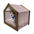 thumbnail image 1 of Casino Pet House, Playings Cards Clubs Hearts Symmetrical Geometric Repeating Ornamental, Outdoor & Indoor Portable Dog Kennel with Pillow and Cover, 5 Sizes, Scarlet Black, by Ambesonne, 1 of 5