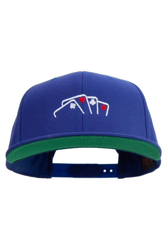 Casino Poker Card Embroidered Wool Blend Prostyle Snapback - Royal OSFM