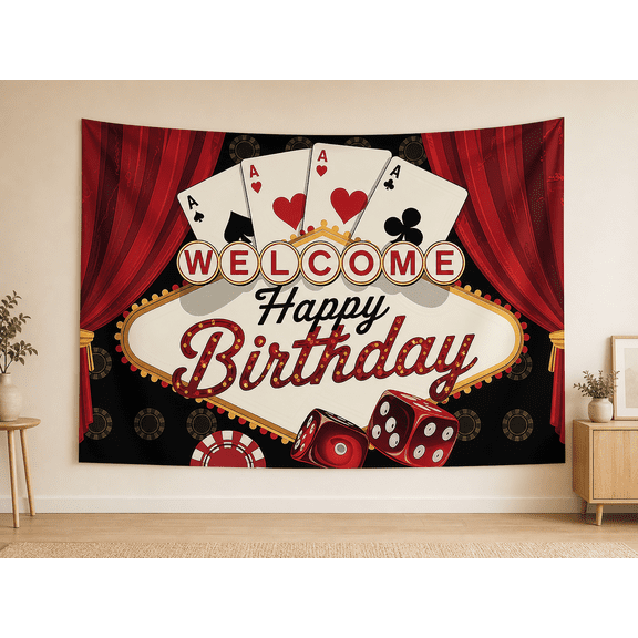 Casino Poker Happy Birthday Backdrop