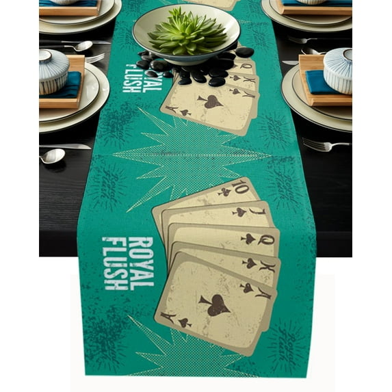 Casino Poker Turntable Table Runners for Dinner Table Wedding Decoration Tablecloth Kitchen Table Runner Set Placemat