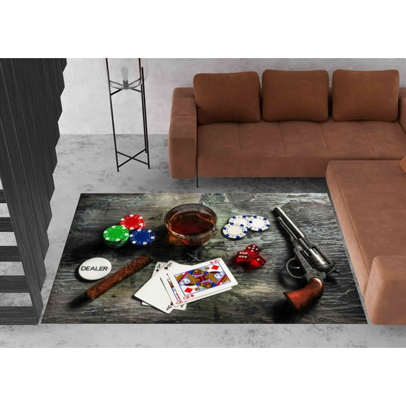 Casino Rug, Poker Rugs, Modern Rug, Runner Rug, Customs Rug, Salon Decor Rug, Gift For Her, Entry Rug, Step Rug, Colorful Rug, Salon Rug, 3.9'x5.9' - 120x180 cm