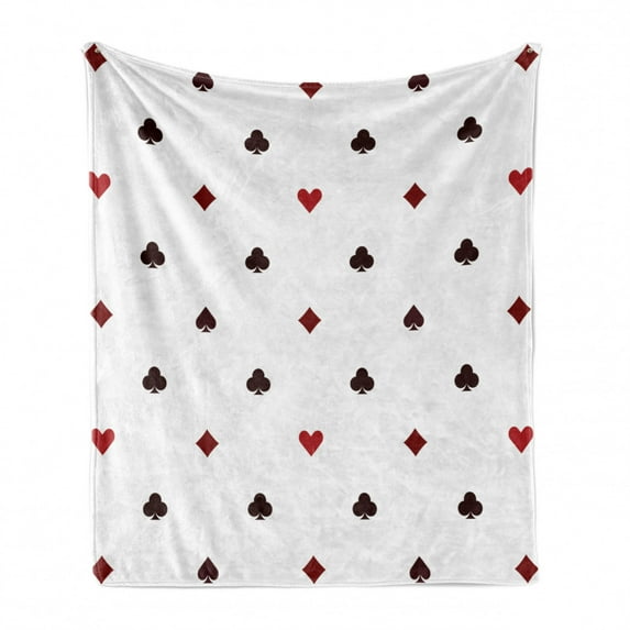Casino Soft Flannel Fleece Throw Blanket, Gambling Club Lifestyle Fortune Luck Advertise Minimalistic Design Artwork, Cozy Plush for Indoor and Outdoor Use, 60" x 80", Red Ruby Maroon, by Ambesonne