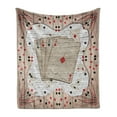 thumbnail image 1 of Casino Soft Flannel Fleece Throw Blanket, Lucky Gambling Cards on Grunge Wooden and Brick Look Backdrop, Cozy Plush for Indoor and Outdoor Use, 50" x 60", Vermilion Charcoal Grey, by Ambesonne, 1 of 6