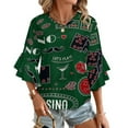 thumbnail image 1 of Casino Theme. Gambling Symbols Women's V-Neck Blouse With 3/4 Ruffled Bell Sleeves Casual Top Ladies Blouses, 1 of 7