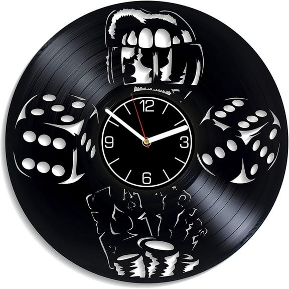 Casino Vinyl Record Wall Clock Casino Vinyl Clock Poker Gift for Men Casino Wall Clock Modern Casino Gift Poker Clock Casino Wall Art Poker Home Decor 12 inch Wall Clock
