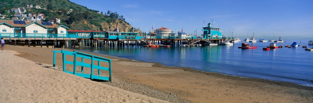Casino building and Avalon Harbor Avalon Catalina Island California Canvas Art - Panoramic Images (27 x 9)