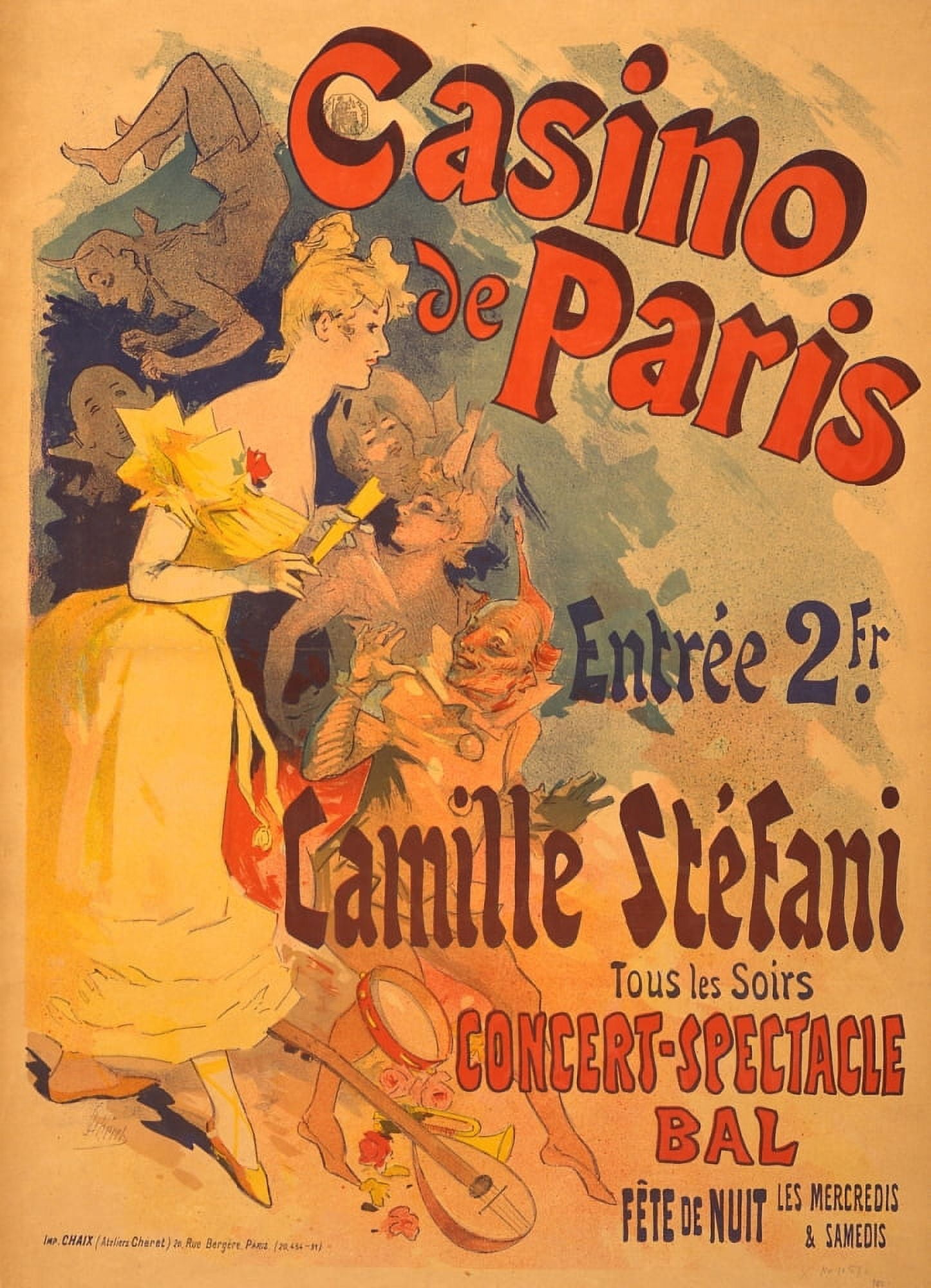 Casino de Paris 1891 Canvas Art - Jules Chret (18 x 24)