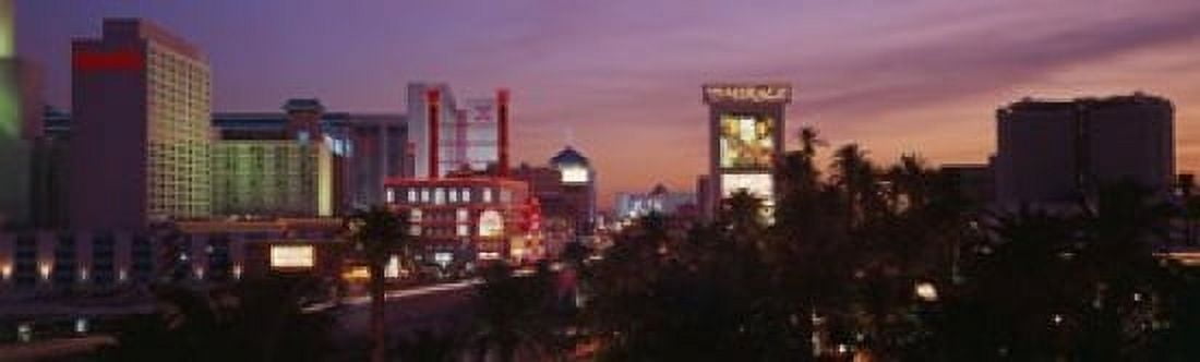 Casinos At Twilight Las Vegas Nevada USA Canvas Art - Panoramic Images (15 x 5)
