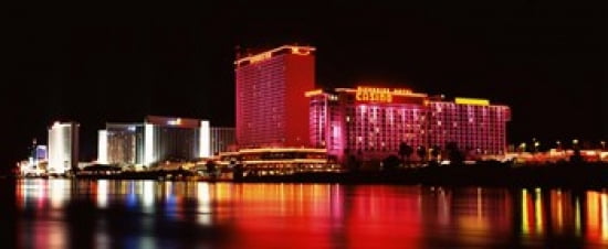 Casinos at the waterfront Laughlin Clark County Nevada USA Canvas Art - Panoramic Images (30 x 13)