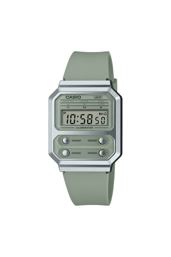 A100WEF-3A Vintage Digital Green Resin Band Unisex Watch