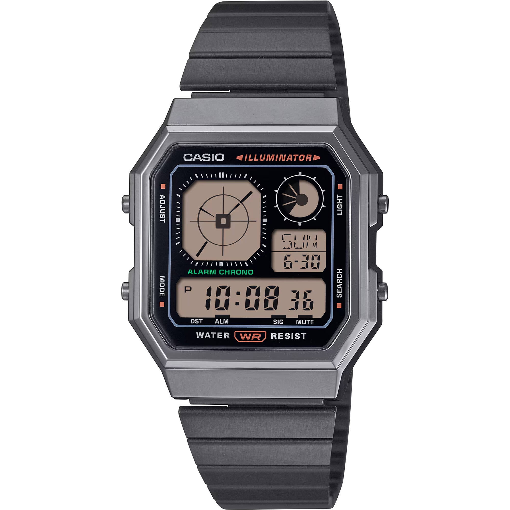 Casio A130WEGG-1ACF Unisex Black and Beige Digi Dial Vintage Watch