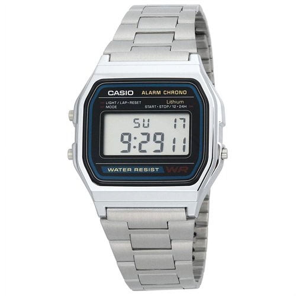 Casio A158W-1 Men\'s Classic Silver Stainless Steel Water Resistant Digital  Watch