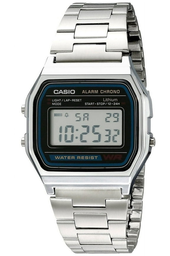 A158WA-1 Men's Vintage Metal Band Chronograph Alarm Digital Watch