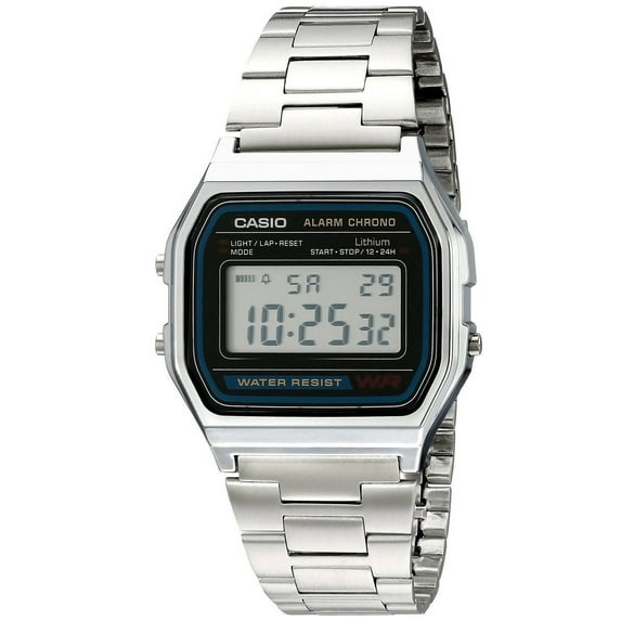 Casio A158WA-1 Men's Vintage Metal Band Chronograph Alarm Digital Watch