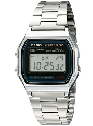 Digital watch with metal band sales