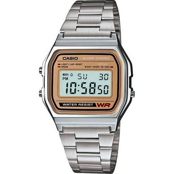 Casio A158WEA-9 Men's Metal Band Chronograph Alarm Digital Watch