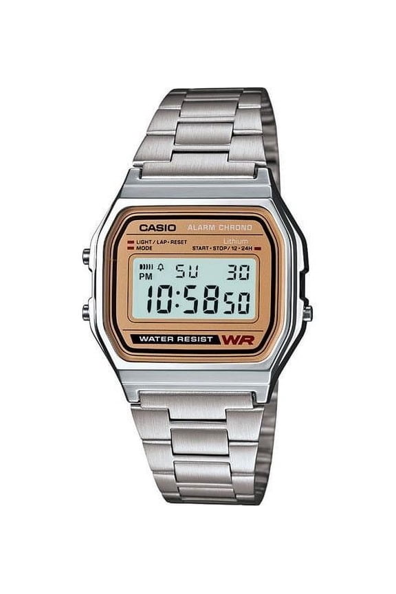 A158WEA-9 Men's Metal Band Chronograph Alarm Digital Watch