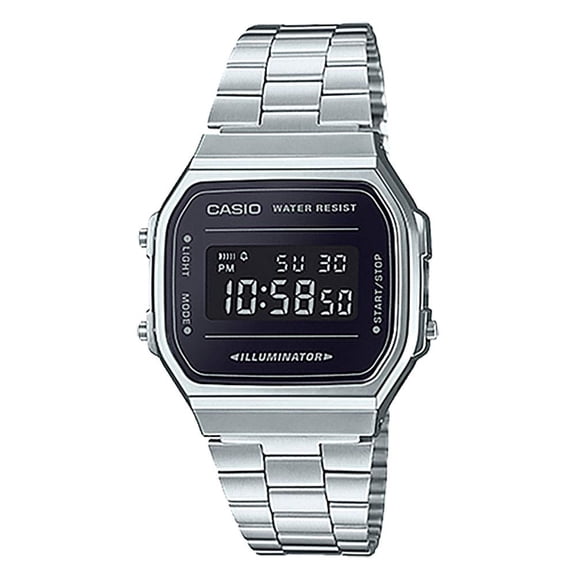 Casio A168WEM-1 Men's Youth Collection Mirror Dial Alarm Chronograph Illuminator Digital Watch