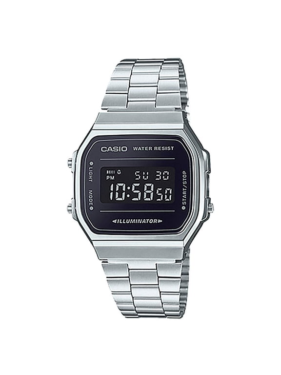 A168WEM-1 Men's Youth Collection Mirror Dial Alarm Chronograph Illuminator Digital Watch