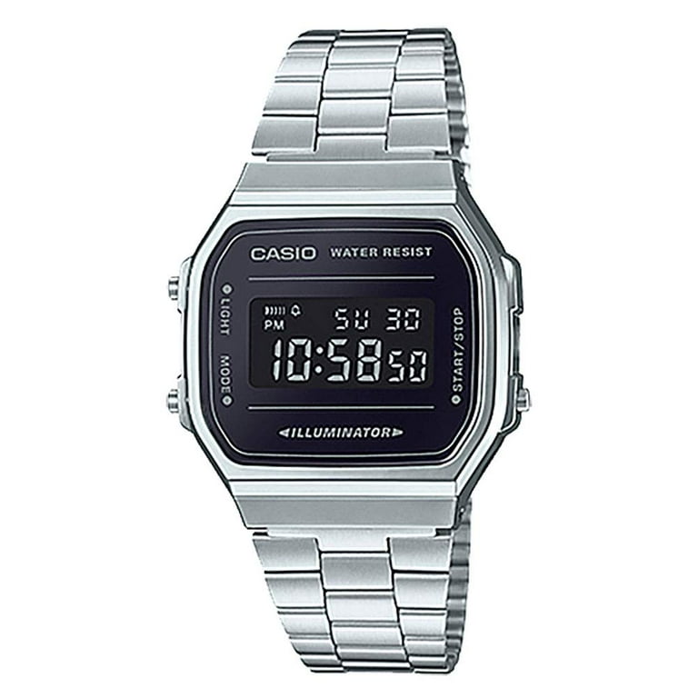Casio Men s A168WEM 1 Youth Collection Mirror Dial Water Resistant Alarm Chronograph Illuminator Digital Watch Walmart