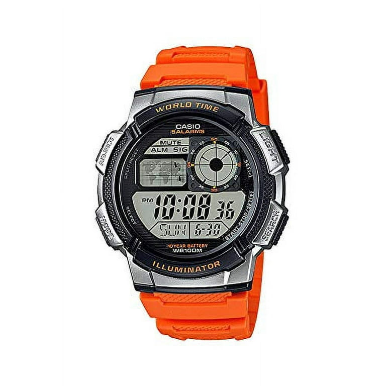 AE1000W-4BV, Illuminator Orange and Silver Digital Watch