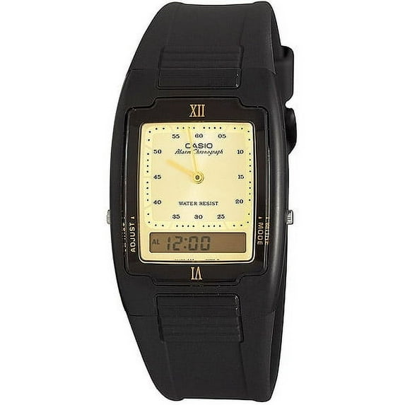 Casio AQ-47-9E Men's Gold Dial Strap Alarm Analog-Digital Watch