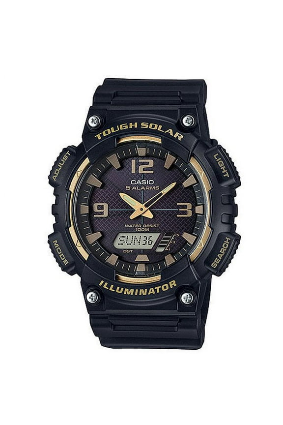 AQS810W-1A3 Men's Black Solar Analog Digital World Time Sports Watch