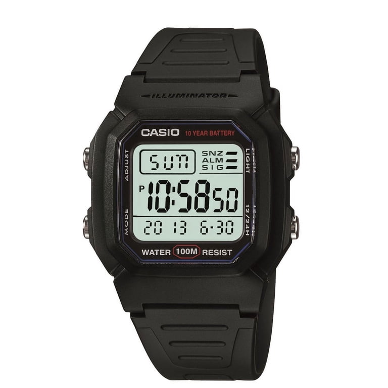 Casio, Men's Classic Digital Sport Watch, W800H-1AV, with Resin