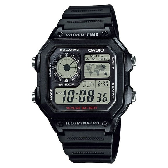 Casio Adult Men's Digital Resin Square Plastic Watch AE1200WH-1A