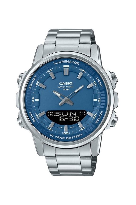 Analog Digital Combination Stainless Steel Blue Dial Quartz AMW-880D-2A1V Men's Watch
