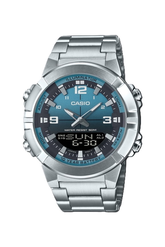 Analog Digital Combination Stainless Steel Light Blue Dial Quartz AMW-870DA-2A2V Men's Watch