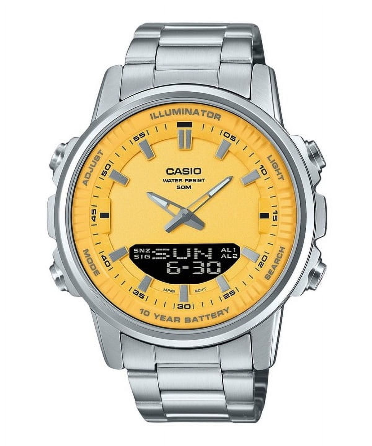 未使用品 CASIO AMW-880D-9AV イエロー 黄色 アナデジ Casio Analog Digital Combination Stainless Steel Yellow Dial