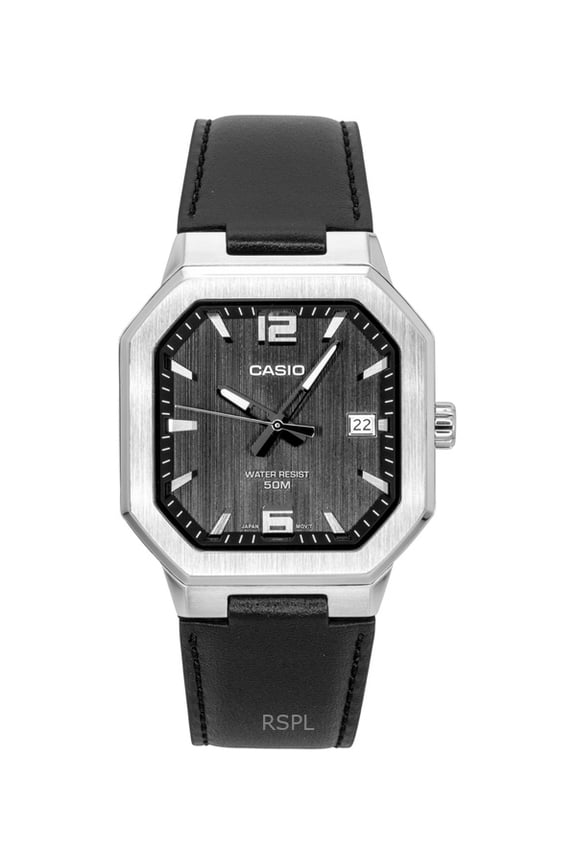 Analog Leather Strap Black Dial Quartz MTP-B195L-1AV Men's Watch