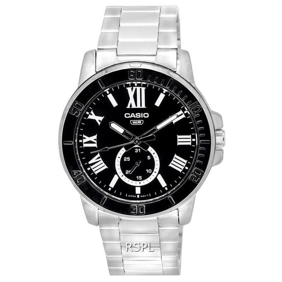 Casio Analog Stainless Steel Black Dial Quartz MTP-VD200D-1B MTPVD200D-1B Men's Watch