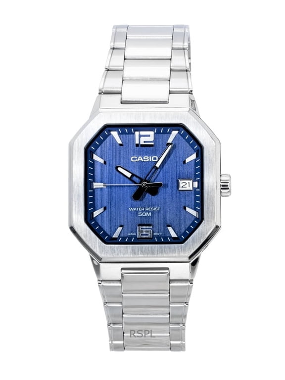 Men's Blue Dial Stainless Steel Angular Analog Watch - MTP-B195D-2AVDF