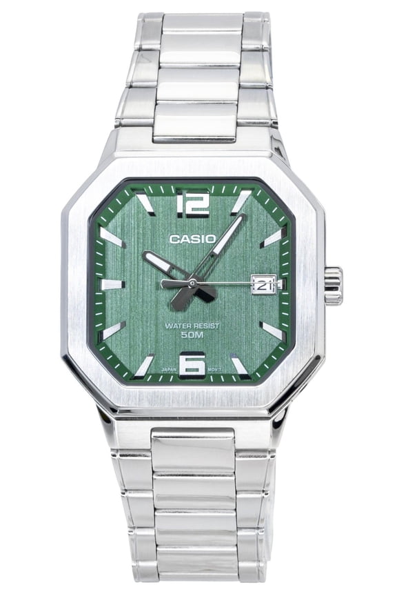 Analog Stainless Steel Green Dial Quartz MTP-B195D-3AV Men's Watch