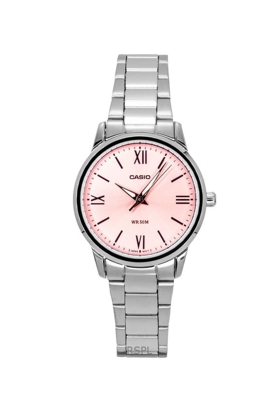 Analog Stainless Steel Pink Dial Quartz LTP-1303DD-4AV Women's Watch