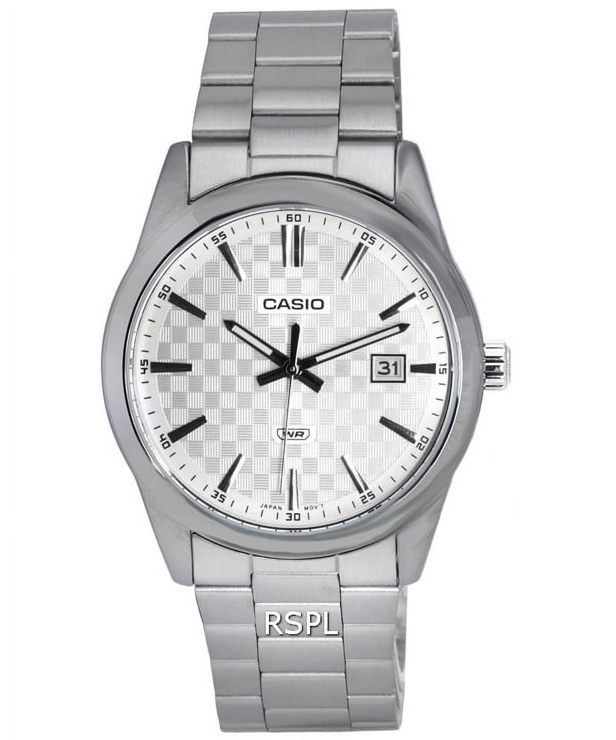 Casio Men’s Silver Stainless Steel Watch with Textured Silver Dial -